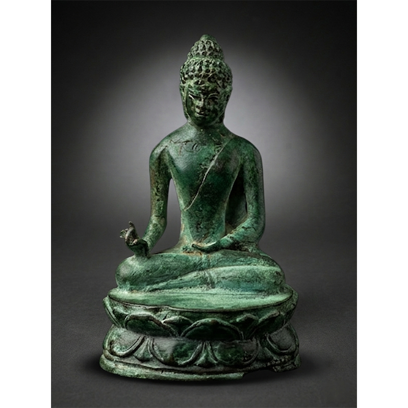 18th Century Shan Bronze Buddha Statue - Rare Vitarka Mudra