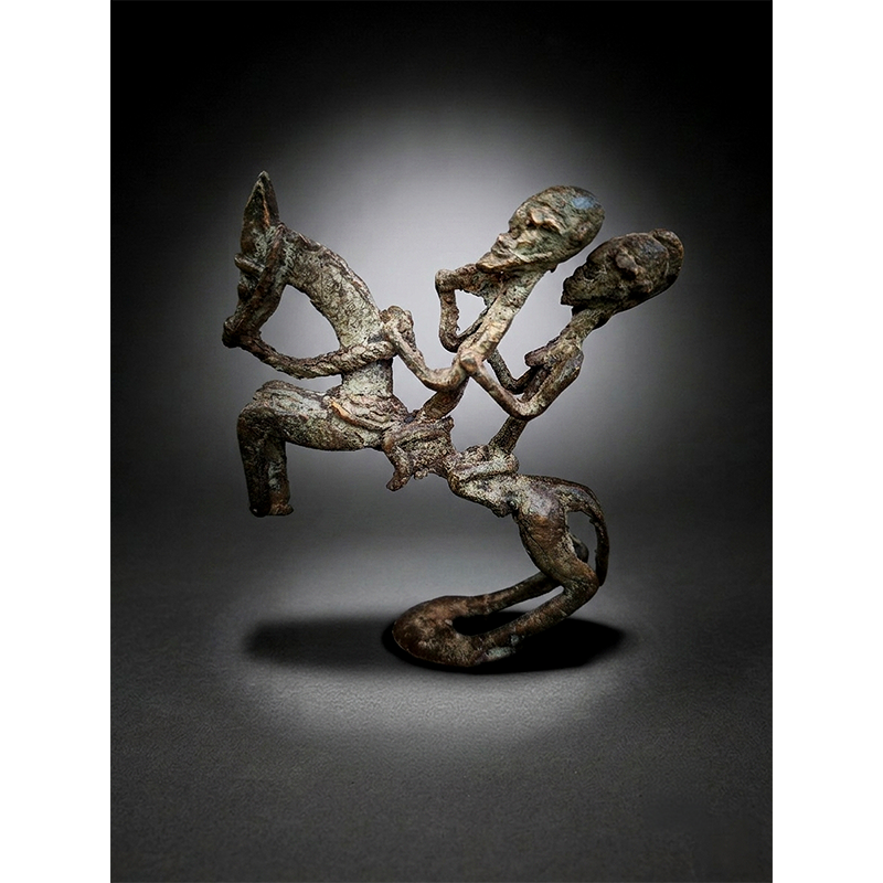 Dogon Primordial Twin Couple on Horseback Bronze