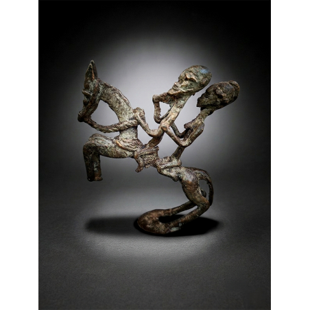 Rare Dogon Bronze Équestre du Couple Primordial
